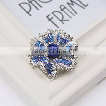 Luxury blue flower brooch Crystal Pearl rhinestone brooch