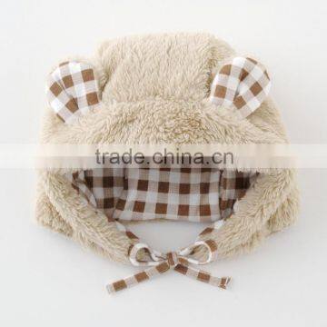 baby caps and hats wholesale unisex cute animal ear high quality check dot pattern lining and strap infant wear child clothes