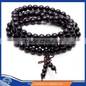 Elastic String 8mm black Sandalwood beads 108 Prayer Beads Wrap Bracelet Mala