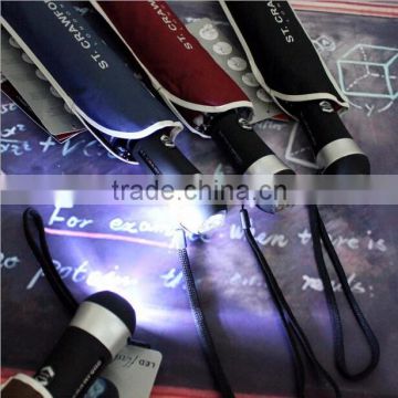 2015 Automatic windproof 9 LED umbrella with lighted handle