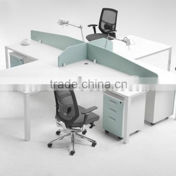 Modern 4 person white office workstation curved office partition (SZ-WS68)