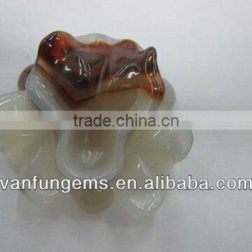 Red Grey Agate carved trumpet flower