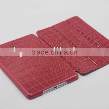 many color in stock 3 fold crocodile line pu leather case for mini ipad