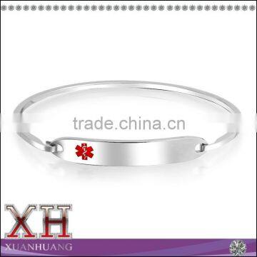 Womens Medical Alert ID Tag Silver Bangle
