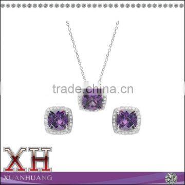 Fashion Jewelry Wholesale Silver Necklace and Earrings Set Zircon Jewelry