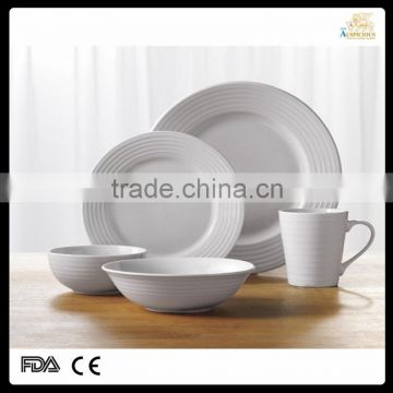 new design ceramic white embossed dinner set dinnerware                        
                                                Quality Choice