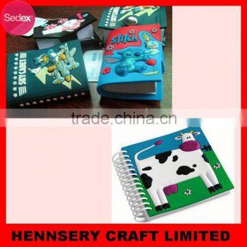 Soft pvc custom 3D cute soft cover school notebook cover designs