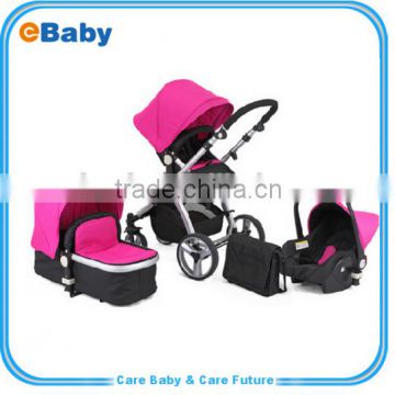 Aluminum Frame Baby Stroller 3 in 1,Pushchair+Sleeping Basket+Car Seat