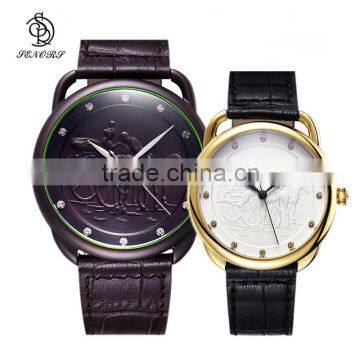 2016 Best Leather/nato Frabic Straps Fashion Couple Watches Gift Set Quartz Couple Watches photo-2