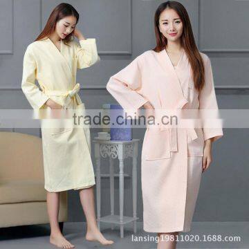 The hotel for men and women in spring and summer cotton waffle Bathrobe kimono hotel bathrobe sweat evaporate couples bath robe