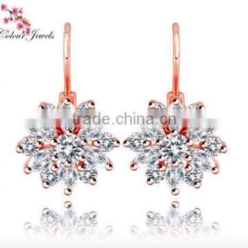 18K Rose Gold Plated Shinning AAA Cubic Zircon High Quality Crystal Drop Earring For Women