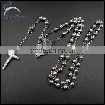 New Products Mens Stainless Steel Bead Rosary Necklace