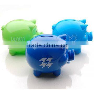 Lovely pig shape coin box / plastic saving box for children