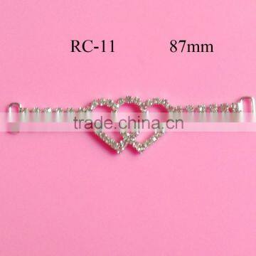 Stock hot selling heart shape rhinestone connector for Valenrine Day headband/hairwear(RC-11)