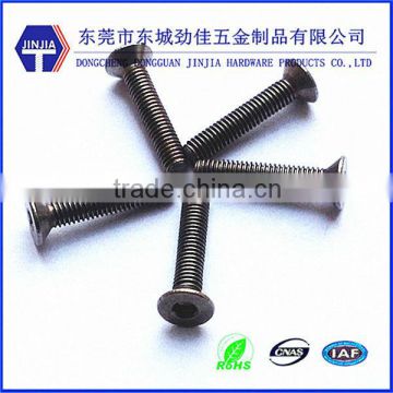 DIN7991 steel hex socket flat screws plated in nickel m3