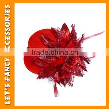 PGHD0671 Fancy party mini hat red flower mini hat hair clip for party
