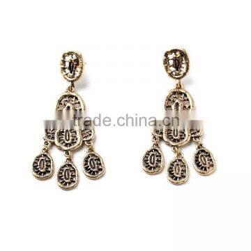 Antique Gold Hollow Round Pendant Earring Wholesale Fashion Alloy Drop Earring