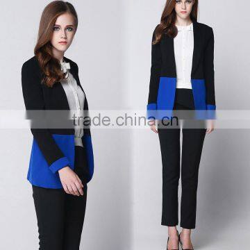 Womens Color Block Fitted Boyfriend Blazer Suit Tuxedo OEM Type Clothes Factory Manufacturer Guangzhou