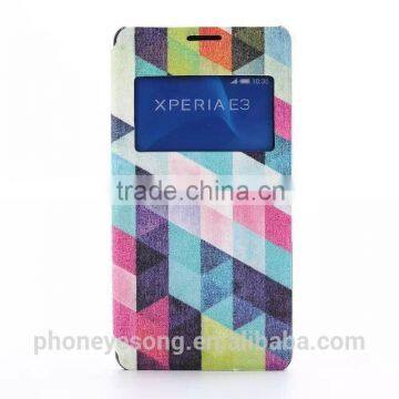 Water printing PU cell phone case For SONY E3