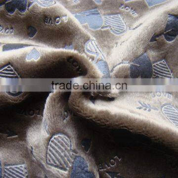 Warp knitting polyester velvet decoration home textile fabric caulking heart pattern cushion fabric new velvet toy fabric