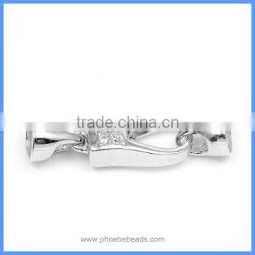 925 Sterling Silver Micro Pave Zircon Lobster End Caps Clasp Connector For Pearl Necklace And Bracelet SC-CZ034