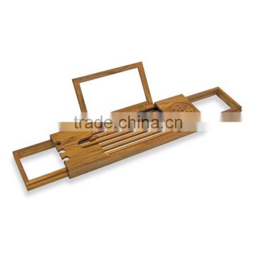 Bamboo Bathtub tray Caddy with Extending Sides and Adjustable Book Holder new bathroom rack with bath soap and Stemware holder                        
                                                Quality Choice