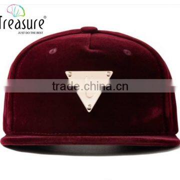 2016 China Cap Blank Suede 5 Panel Cap Metal Badge Flat Brim Hip Hop Hat for Men photo-4