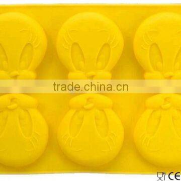 6 Cavity Yellow Cartoon Duck Cookie Mold Silicone Cake Mould Baking Tray