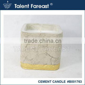 Soil-look for Outdoor Use Candle, Square Cement Pot Candle With Whitel Unscented Wax photo-2