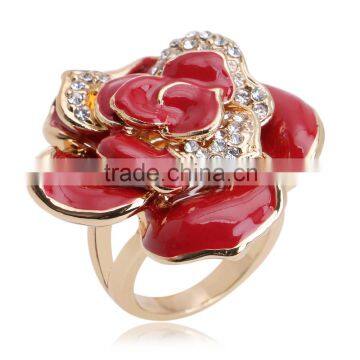 Turquoise Red Rings Austrian Crystal 18k White Gold Plating Flower Women Ring