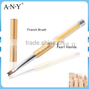 ANY Nail Art Design Care Nylon Hair French Manicure Nail Brush Gold Handle