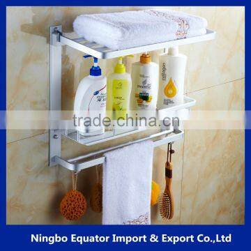 3 Tier Bathroom Minimalist Towel Rack Shelf With Foldable Towel Bars/aluminum Wall Mounted Bathroom Rack Quality Choice
