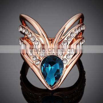 Alloy crystal fashion design custom made cheap wedding ring