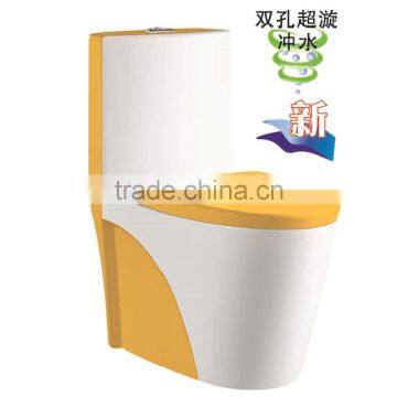 New design siphonic yellow and white color Western style toilet