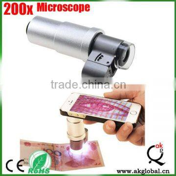 Portable 200x LED Light Microscope White Blue Lighting Microscope for Smartphone Mobile Phone Cover Clip Mount for Iphone 6 Plus photo-6