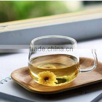 China factory export OEM home drinking 300ml borosilicate shot glass tea cup with handle