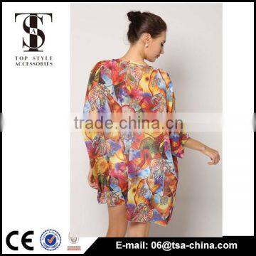 Women kaftan print beach dress beachwear bikini cover up