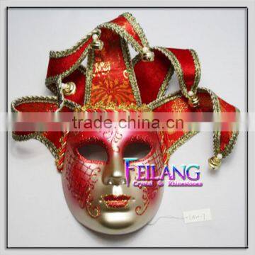 Red Colombina Commedia Venetian Masquerade Jester Mask