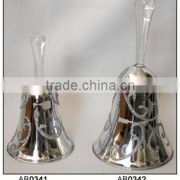 Decorative Sliver Hanging Glass Bell with Sliver Pattern