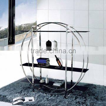 modern shelf glass showcase wit stinless steel frame office shelf PT-L002