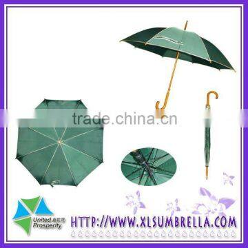 Pongee hook handle green straight umbrella