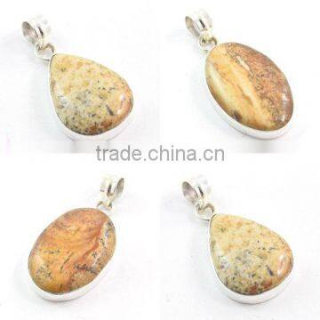 Picture Jasper Pendant 925 Silver Jewelry Fashion Pendant Wholesale Natural Gemstone Pendant photo-4