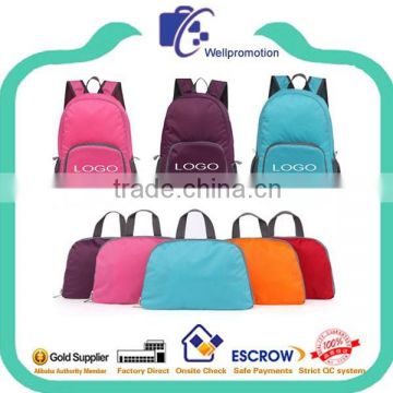 wellpromtion hot selling promotional folding teens nylon backpack