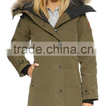 hot sale women pure color winter warm long fur hood down jacket