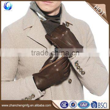 Winter custom design men's goat skin brown leather gloves with great price