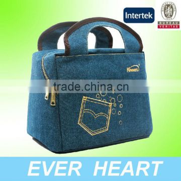 2014 Navy blue jeans fabric new design insulated cooler bags