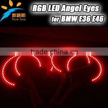 Color changing led RGB angel eyes smd 5050 9-16V DC E46 131MM diameter halo ring car headlight kits for BMW