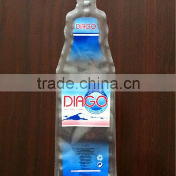 Custom bottle shaped heat seal mineral water pouch