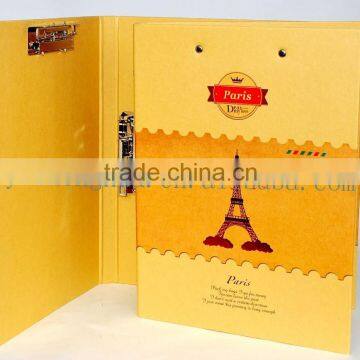 customized factory design cheap a4 paper file folder with 2 clips