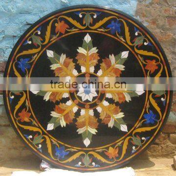 Black Marble Round Table Top